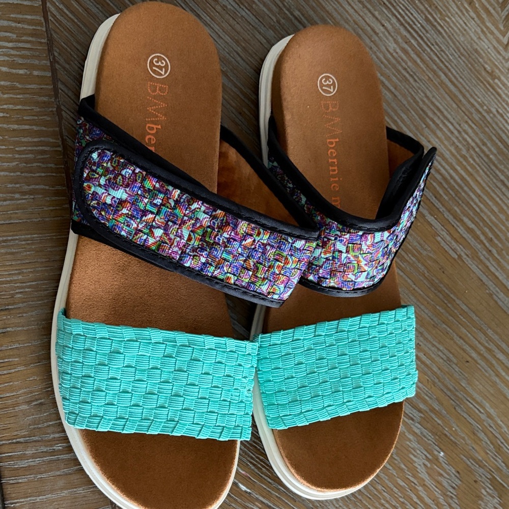 bernie mev. Multicolor and Teal Women's Sandals